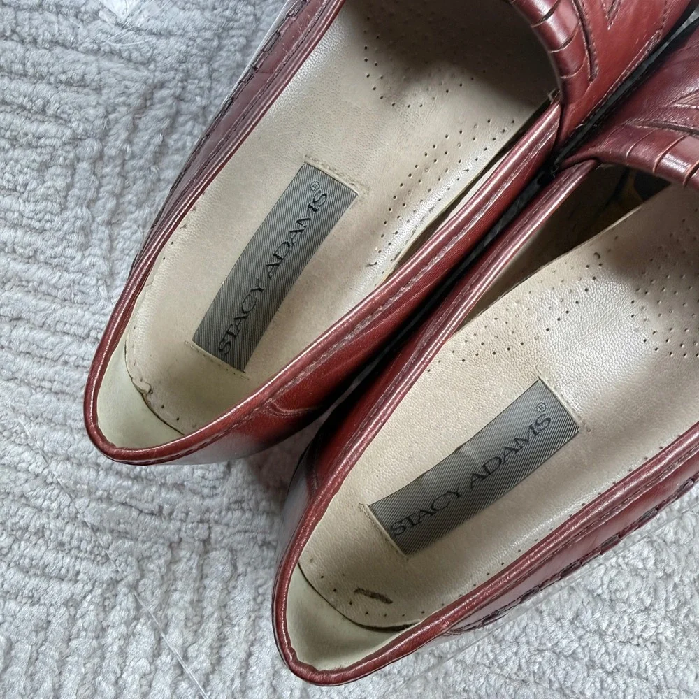 Stacy Adams Loafers Men 10.5 Burgundy Leather Tassel Kiltie Dress Shoes VTG 90's